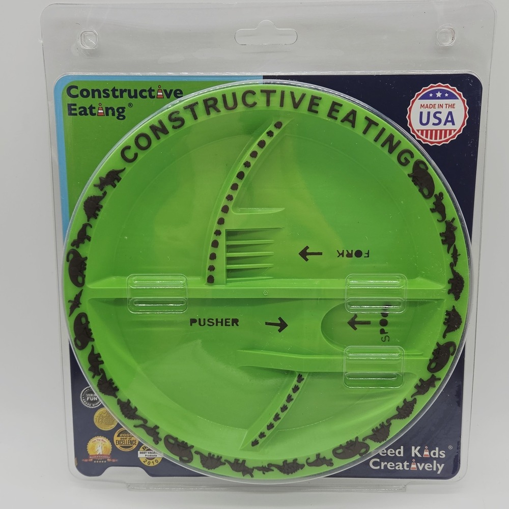 NEW Constructive Eating Plate Dinosaur Theme Feed Kids Creatively Sealed